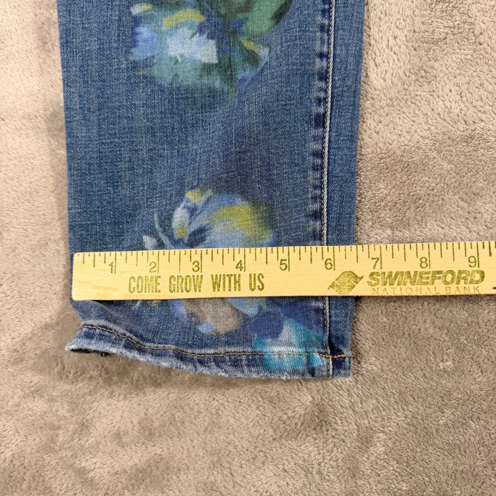 Chico's So Slimming Girlfriend Jeans Womens 12R Blue Floral Slim Leg Ankle - Picture 3 of 12